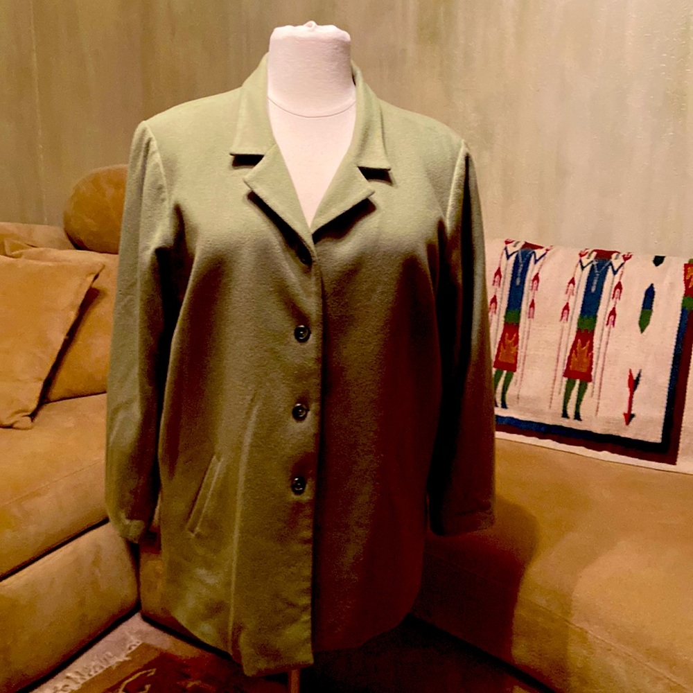 ColdWater Creek, 2X, Wool blend, Chartreuse coat.